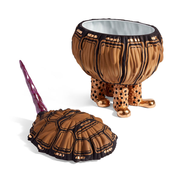Brown and Black Haas Turtle Vessel - Exclusive Vessel Hand-Painted with Attention to Detail - Mystical Sculpture