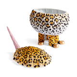 Black and Orange Haas Yellow Leopard Vessel - Exclusive Vessel Hand-Painted with Attention to Detail - Mystical Sculpture