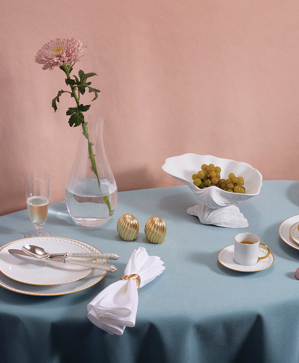 Pastel Table Setting with Neptune Gold and White Collection 