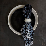 Linen Sateen Leopard Napkins - Blue (Set of 4)
