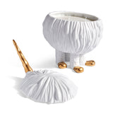 White and Gold Haas Mojave Palm Unicorn 4-Wick Candle - Dry, Woodsy Fragrance - Translucent Porcelain Vessel
