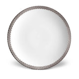 Platinum Corde Charger - Nod to Old-World Silk Cords - Sculptural and Timeless with Hand-Painted Porcelain - Classic Craftsmanship