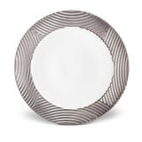 Platinum Corde Wide Rim Charger - Nod to Old-World Silk Cords - Sculptural and Timeless with Hand-Painted Porcelain - Classic Craftsmanship