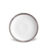 Platinum Corde Dessert Plate - Nod to Old-World Silk Cords - Sculptural and Timeless with Hand-Painted Porcelain - Classic Craftsmanship