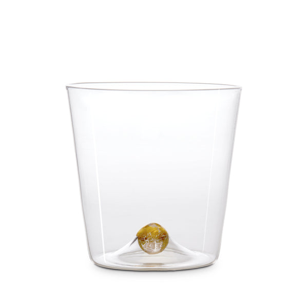 Oro Double Old Fashioned Glass in Gold - Timeless Piece Featuring Signature Orb Wrapped in Crackled Gold Leaf