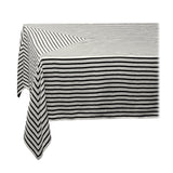 Large Black and Ecru Linen Sateen Concorde Tablecloth by L'OBJET - Definitive Lines with a Bold Look Create an Exquisite Set