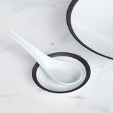 Soie Tressée Sauce Dish and Spoon Rest in Black - Classic Yet Modern Design Made of Limoges Porcelain