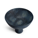 Terra Bowl on Stand - Medium. A round porcelain bowl on tall stand with a dark mineral glaze.