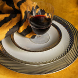 Platinum Corde Wide Rim Charger - Nod to Old-World Silk Cords - Sculptural and Timeless with Hand-Painted Porcelain - Classic Craftsmanship
