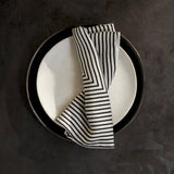 Linen Sateen Concorde Napkins - Black + Ecru (Set of 4)