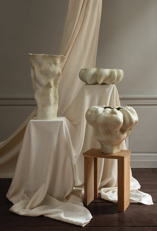 Timna Latte Color Porcelain Vase and Bowl Collection