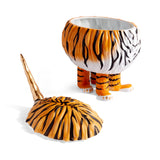 Orange and Black Haas Gold Horn Tiger Vessel - Exclusive Vessel Hand-Painted with Attention to Detail - Mystical Sculpture