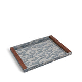 Fortuny Rectangular Tray - Camo Isole Faded Blue + Silvery Gold
