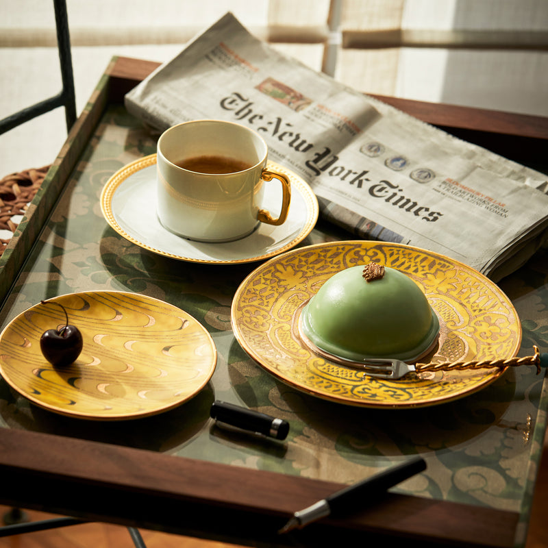 Fortuny Rectangular Tray - Laotze - Deep Jade + Gold