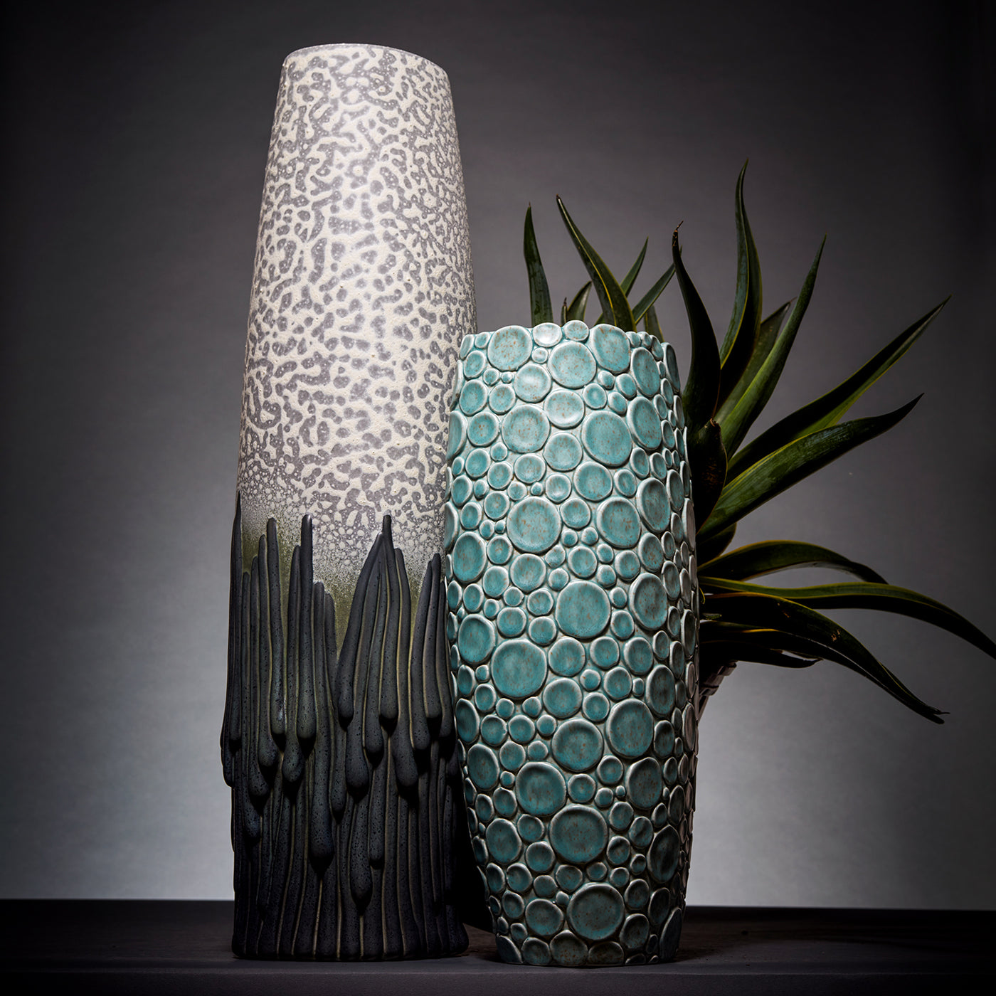 Haas Mojave Vase - Grey + Charcoal - Luxury Designer Vases - L'OBJET