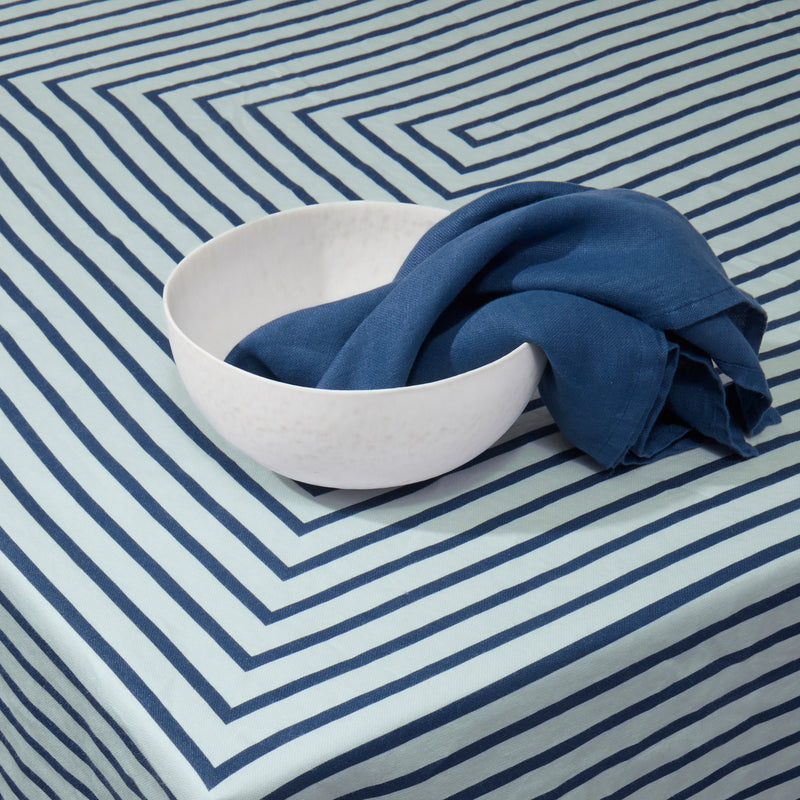 Linen Sateen Concorde Tablecloth - Blue + Light Blue
