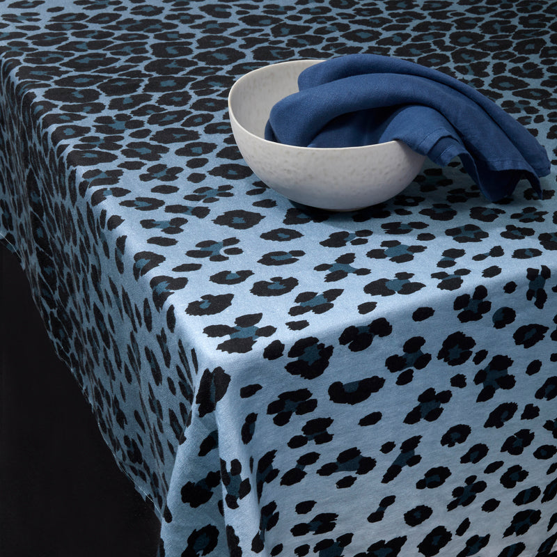 Leopard Print Table Cloth - Blue - Large