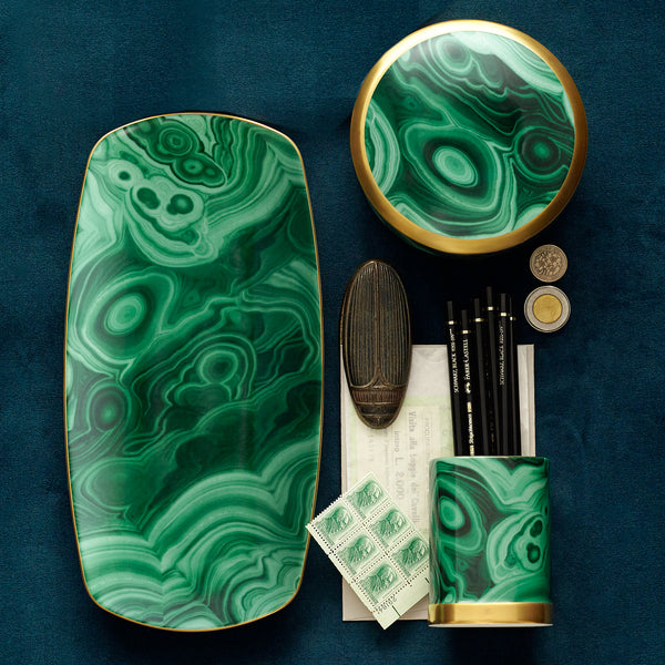 Malachite Rectangular Tray - Medium