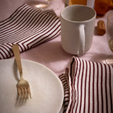 Linen Sateen Concorde Napkins - Wine + Ecru (Set of 4)
