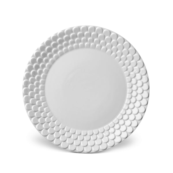White Aegean Dinner Plate - Sculpted Wave Motif Design with a Nod to Greco-Roman Treasures of the Ancient World