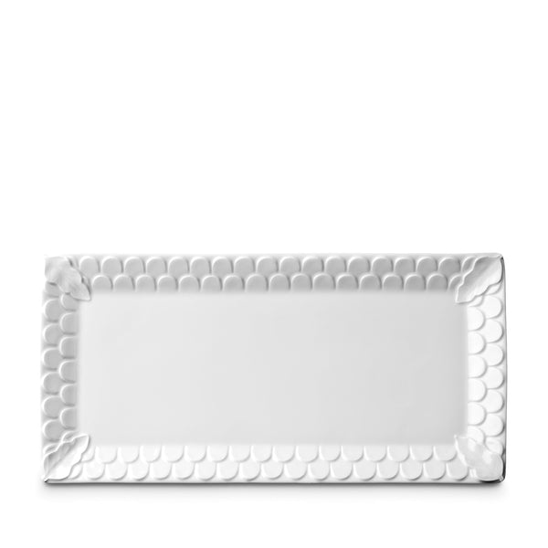 Aegean Rectangular Platter in White - Sculpted Wave Motif Design with a Nod to Greco-Roman Treasures of the Ancient World