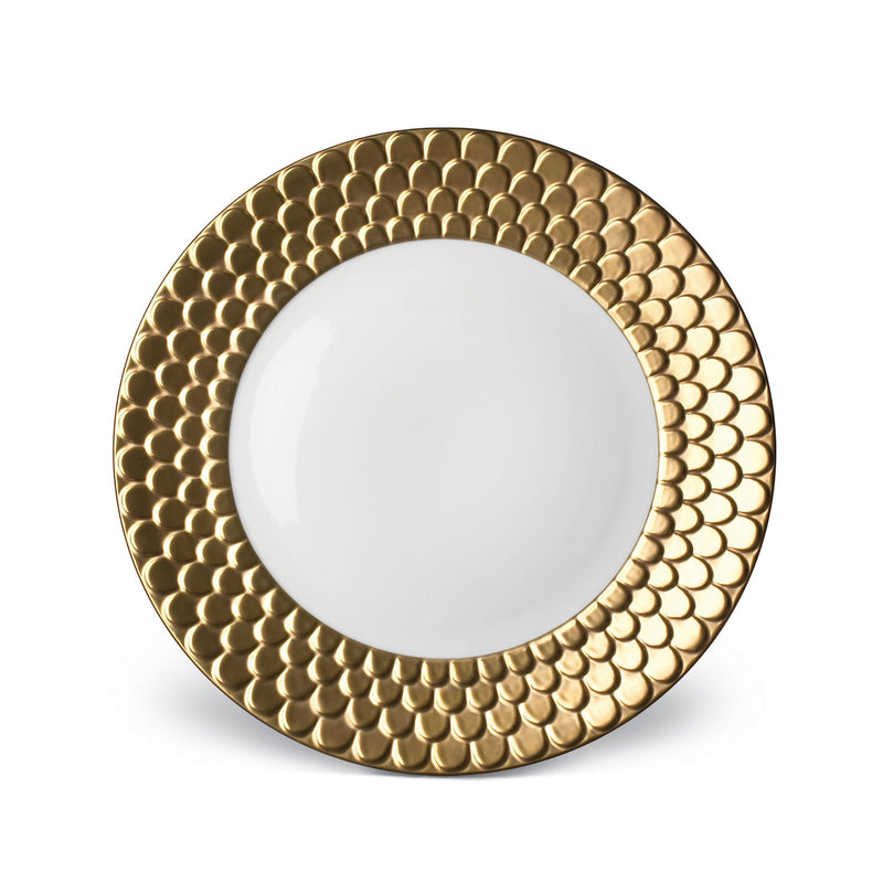 Gold Aegean Dinner Plate - Sculpted Wave Motif Design with a Nod to Greco-Roman Treasures of the Ancient World