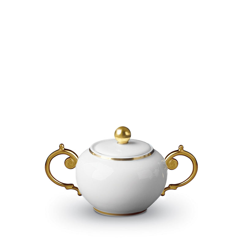 Gold Aegean Sugar Bowl - Sculpted Wave Motif Design with a Nod to Greco-Roman Treasures of the Ancient World