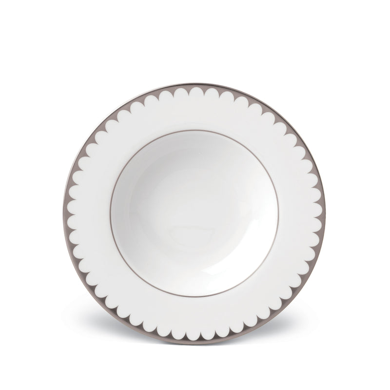 Platinum Aegean Filet Soup Plate - Sculpted Wave Motif Design with a Nod to Greco-Roman Treasures of the Ancient World