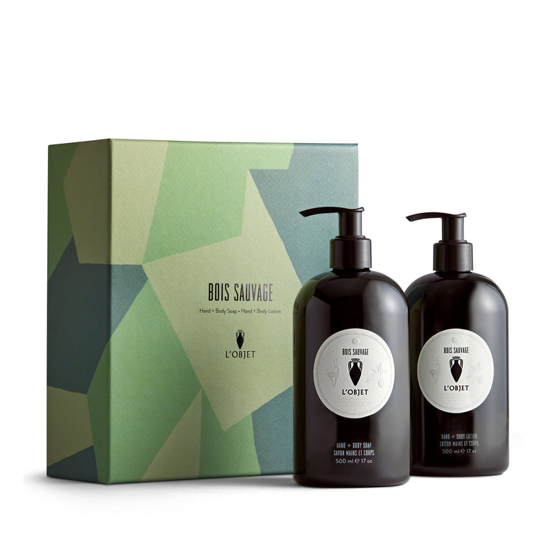 Bois Sauvage Hand and Body Soap + Lotion Gift Set - Fragrant Cleanser - Soothing Blend of Hydrating Elements