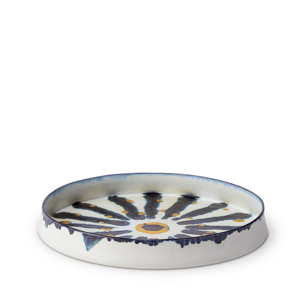 Medium Bohême Round Platter in Blue and White - Hand-Painted Porcelain with Reactive Glaze - Versatile and Functional with Vibrant Style