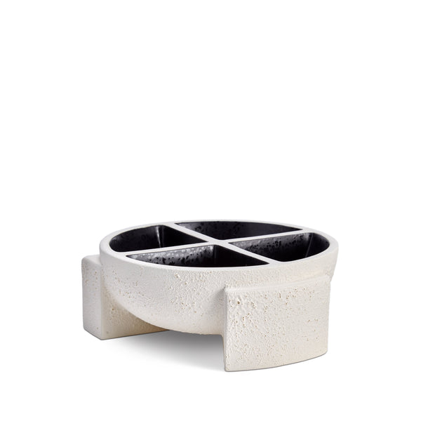 Cubisme Condiment Server in Black and White - Crafted from Lightly Textured Earthenware - Simple Geometric Shape with Subtle Style
