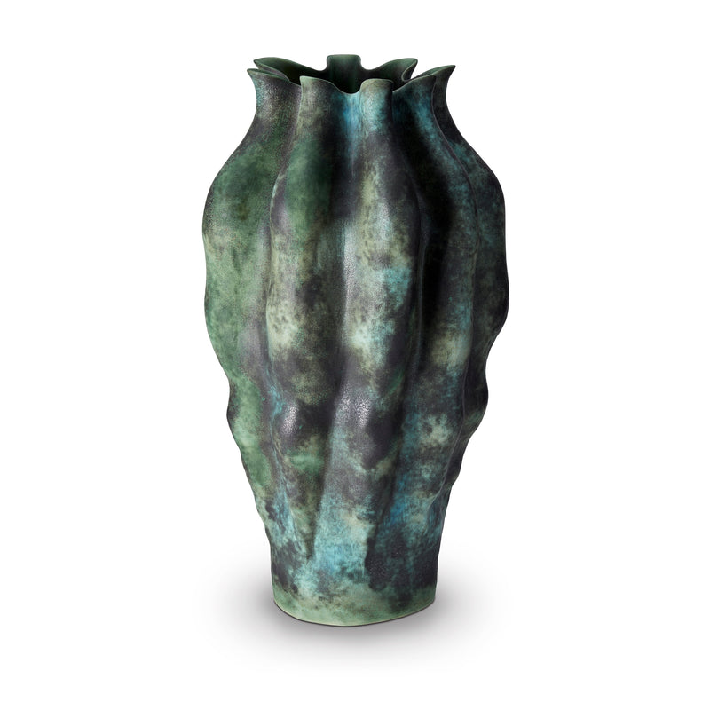 X-Large Cenote Vase in Green - Reminiscent of Famous Tulum - Porcelain Vase with Organic Shape Evokes a Sense of Calm