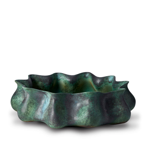 Large Cenote Bowl in Green - Reminiscent of Famous Tulum - Porcelain Vase with Organic Shape Evokes a Sense of Calm
