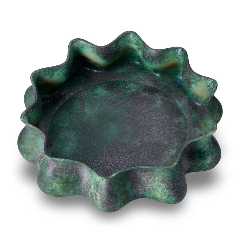 Large Cenote Bowl in Green - Reminiscent of Famous Tulum - Porcelain Vase with Organic Shape Evokes a Sense of Calm