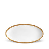 Small Corde Oval Platter in Gold - Nod to Old-World Silk Cords - Sculptural and Timeless with Hand-Painted Porcelain - Classic Craftsmanship