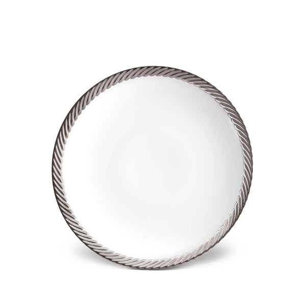 Platinum Corde Soup Plate - Nod to Old-World Silk Cords - Sculptural and Timeless with Hand-Painted Porcelain - Classic Craftsmanship 