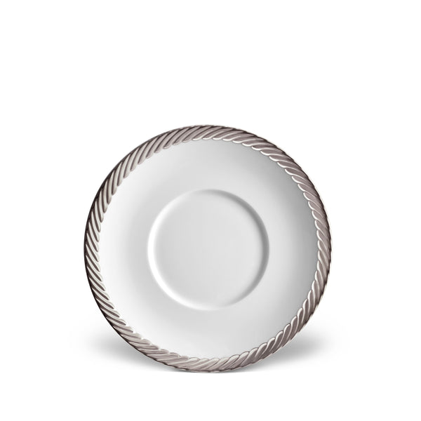 Platinum Corde Saucer - Nod to Old-World Silk Cords - Sculptural and Timeless with Hand-Painted Porcelain - Classic Craftsmanship