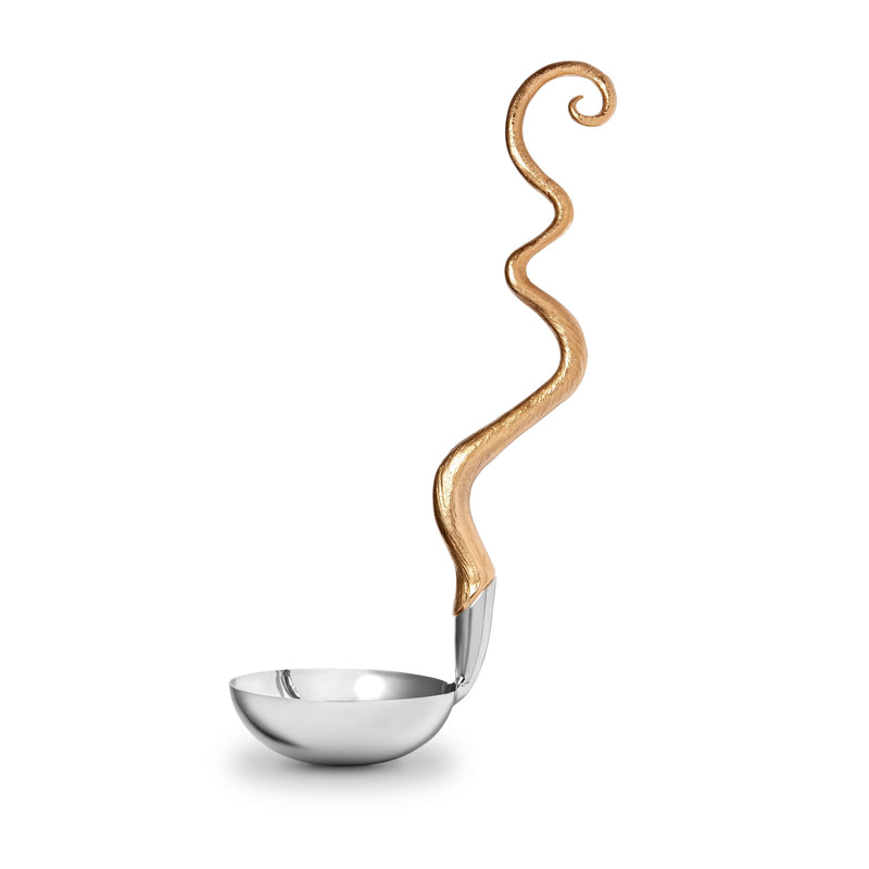 Haas Twisted Horn Ladle in Gold - Adorned with Hand-Carved Wood Horns - Luxurious Aesthetic & Visionary Workmanship