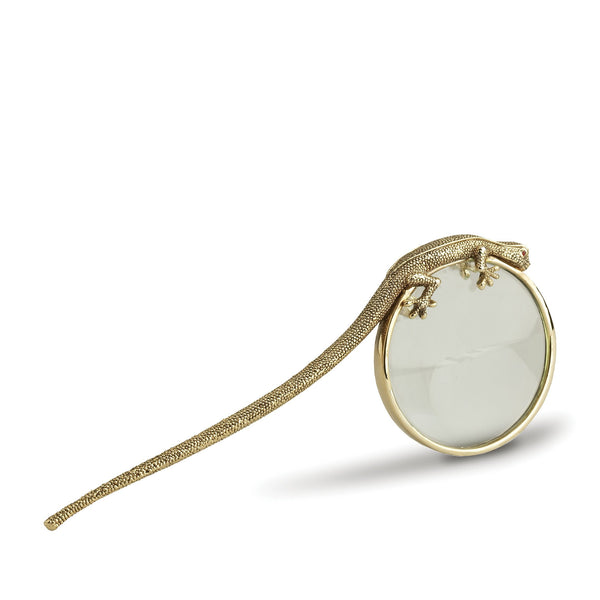 Gecko Magnifying Glass - Exemplary Workmanship with Hand-Crafted Metals and Limoges Porcelain - Textural and Complex Design
