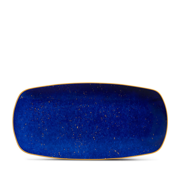 Medium Lapis Rectangular Tray in Blue - Rich Azure Hues Pay Homage to Night Sky Above the Mediterranean - Adorned with 24K Gold