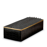 Gold Crocodile Rectangular Box by L'OBJET - Exemplary Workmanship with Hand-Crafted Metals and Limoges Porcelain