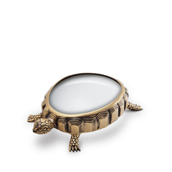 Turtle Magnifying Glass by L'OBJET - Exemplary Workmanship with Hand-Crafted Metals and Limoges Porcelain
