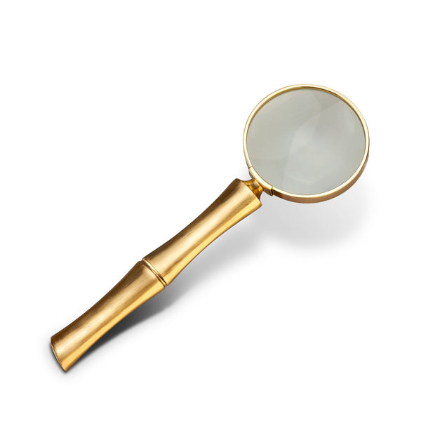 Bambou Magnifying Glass - Hand-Gilded 24K Gold Plated Bamboo & Polished Stainless Steel - Geometric Organic Elements
