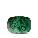 Small Malachite Rectangular Tray in Green - Limoges Porcelain and Earthenware Boasts Hand-Gilded 24K Gold Accents