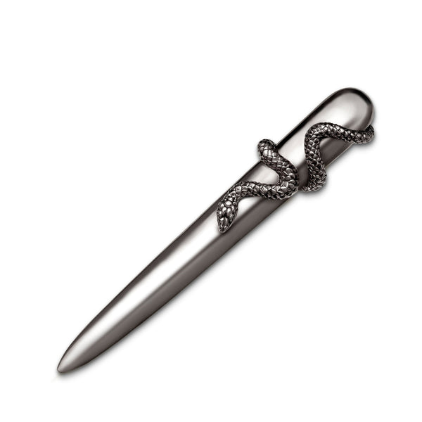 Snake Letter Opener in Platinum by L'OBJET - Exemplary Workmanship with Hand-Crafted Metals and Limoges Porcelain