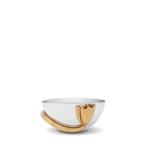 Small Deco Leaves Bowl - Features Rich Textures and Geometric Designs - Hand-Crafted Piece Adorned with 24K Gold-Plated Accents