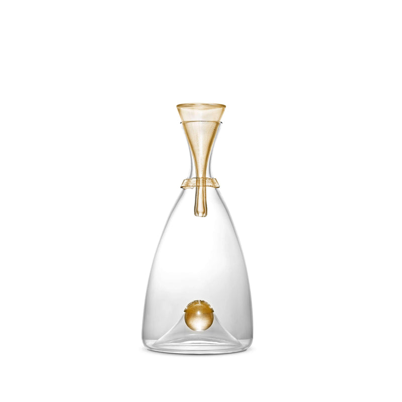 Medium Oro Decanter in Gold - Timeless Piece Featuring Signature Orb Wrapped in Crackled Gold Leaf