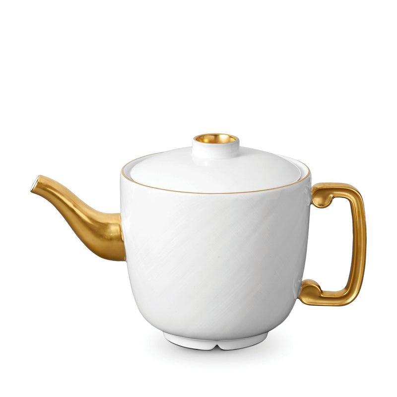 Han Teapot in Gold - Reminiscent of China's Han Dynasty - Crafted from Limoges Porcelain and Glazed Ceramics
