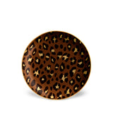 Set of Four Leopard Dessert Plates Adorned with 24K Gold Rims - Hand-Crafted Leopard Plates in Ageless Design