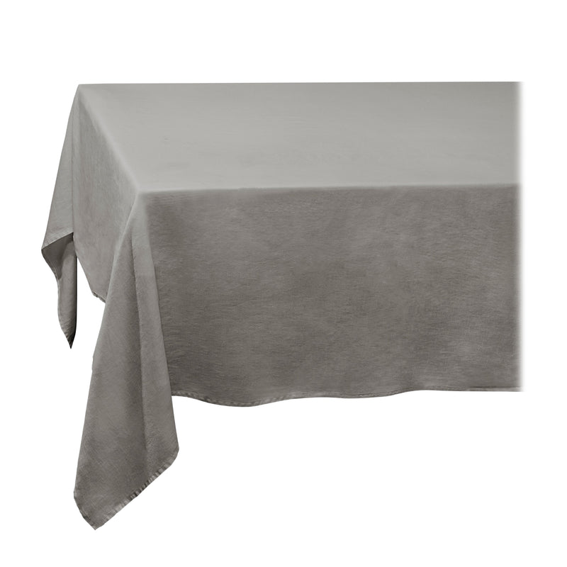 Large Grey Linen Sateen Tablecloth - Hand-Crafted Linen Woven Textile - Luxurious & Intricate Soft Sateen Tablecloth